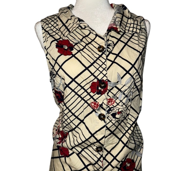 Modcloth Plaid Floral Button-Up Top - Picture 2 of 3